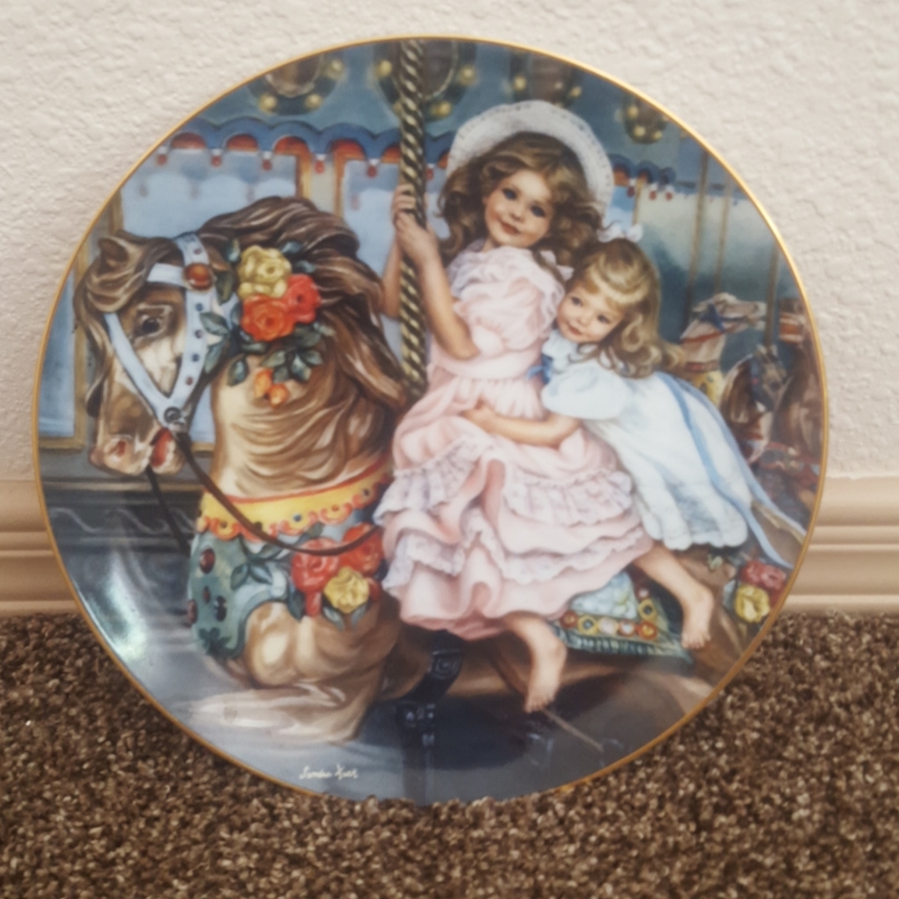 Sandra Kuck Girls Carousel Magic Collector Plate